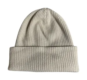Aritzia Sunday Best Unisex Beige Ribbed Knit Cuffed Bonnet Beanie Hat Cap OS thumbnail 1