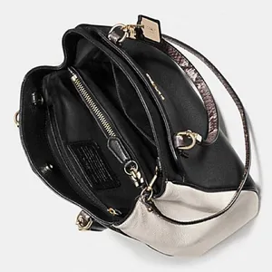 Coach Minetta Snakeskin-Patterned Black and Cream Crossbody Bag thumbnail 8