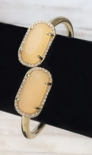 Vintage Hinged Bracelet - Apricot Gems with Clear Gem Halo thumbnail 1