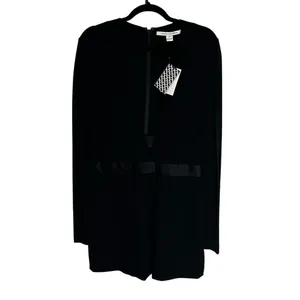 Diane von Furstenberg DVF Kyara Tuxedo Romper Black NWT Size 12 thumbnail 3