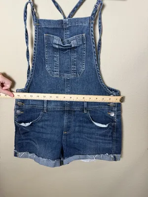 2.1 Denim Jean Overalls Shorts Jorts Blue Jeans Size 30 thumbnail 5