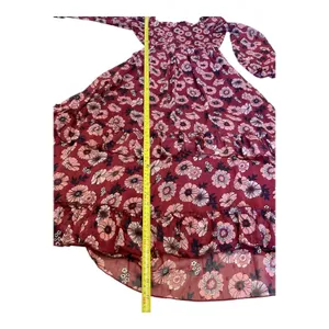 Teens Burgundy Floral Print Square Neck Long Sleeve‎ Tiered Ruffle Midi Dress 16 thumbnail 8