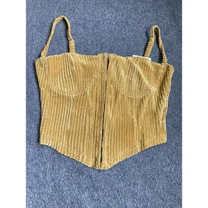Corduroy‎ Bustier Camisole Top XS Half-Cup Design Adjustable Straps Retro New thumbnail 3