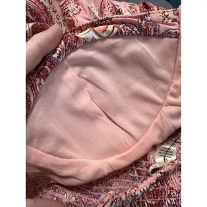 BOG Collective Paisley Print Tiered‎ Mini Dress Tie Shoulder Pink XS thumbnail 8