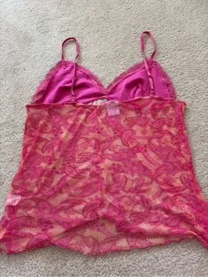 Paisley Lace Mesh Cami Tank Pink Size M thumbnail 4