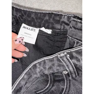 Rollas Jeans Womens 28 Black Denim Original High Rise Straight Distressed thumbnail 5