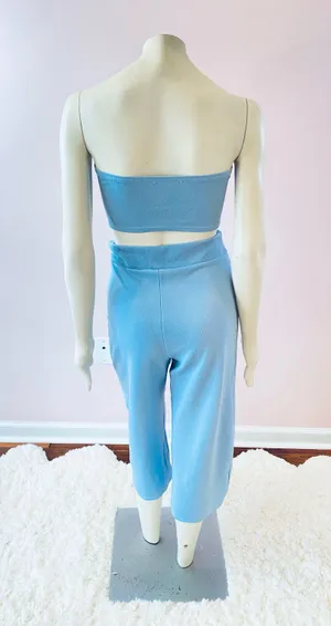 Boohoo Sky Blue Tie-Waist Co-ord Culotte Pant Set thumbnail 7