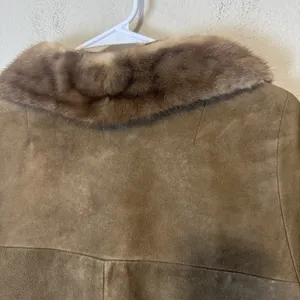 Vintage Annshire Original Suede Coat Faux Fur Collar Tan Brown 60s Union made thumbnail 12