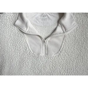Aerie Dream Sherpa Cream Quarter‎ Zip Pullover Sweatshirt Sweater Jacket Size XS thumbnail 4