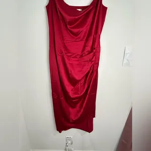 Unbranded Red Satin Cowl Neck Slip Dress - Size 2X thumbnail 5