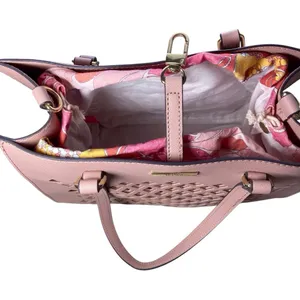 Trina Turk Pink Lattice Handbag with Floral Liner – summer bag thumbnail 8