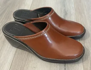 Cole Haan Elyssa Wedge Clogs Slip On Mules Shoes Brown Leather‎ Women’s Size 6 thumbnail 1
