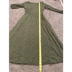 Boden Dress Womens 2 Green Floral Fit Flare Scoop Neck 3/4 Sleeve Jersey Midi thumbnail 6
