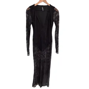 Skim Black Ultra Fine Lace Plunge Long Maxi Dress M NWOT ( SOLD OUT) thumbnail 3