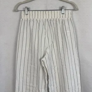 Sienna Sky Womens White Striped Wide Leg Drawstring Pants Medium‎ Boho Vacation Resortwear thumbnail 5