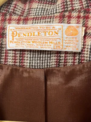 Vintage Pendleton Plaid Wool Blazer 14 S/M Brown Red thumbnail 2