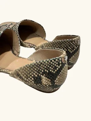 Antonio Melani Leather Snakeskin D'Orsay Flats 8M Python Printed Pointed Slip On thumbnail 9
