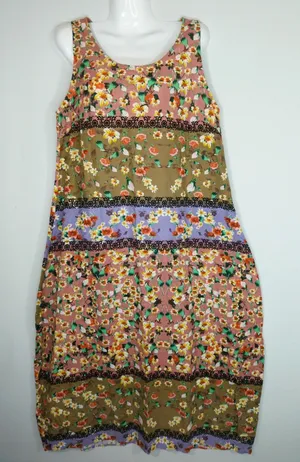 Sheilay Ditsy Floral Multicolor sleeveless Shift‎ Maxi Bohemian Dress LARGE NWT thumbnail 1