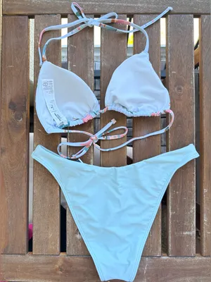 NWT Abercrombie & Fitch Bikini Set - Light Blue Postcard Pattern/Light Blue - S thumbnail 6