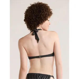No Boundaries Womens Bikini Top Size M Black Underwire Lurex Halter Glam Beach thumbnail 5