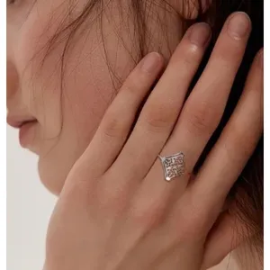NEW 14k White Gold-Plated 316L Cut Out‎ Filigree Hollow Flower Ring, Size 7 thumbnail 7