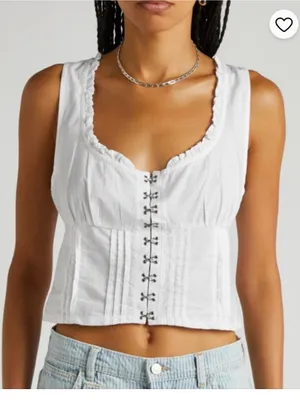 Free People White Hook-and-Eye Ruffle-Trim Crop Camisole thumbnail 1