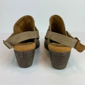 Born‎ Bagley Clogs Mules 7 Suede Leather Studded Taupe Harness Buckle thumbnail 3