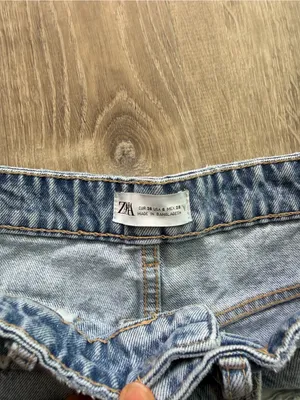 Zara Light Blue Distressed Denim Cutoff Shorts thumbnail 3