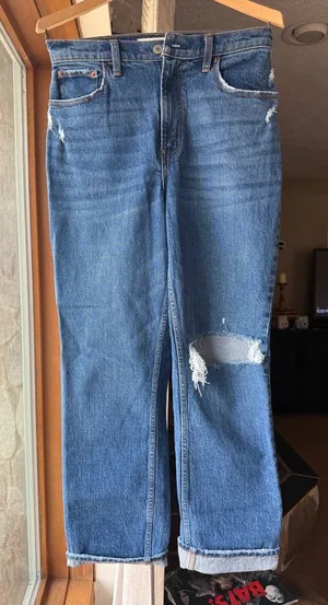 Abercrombie & fitch curve love 90’s straight ultra high rise jeans thumbnail 1