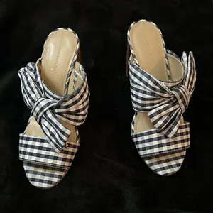 Ann Taylor Oriana gingham bow heels 5.5 thumbnail 1