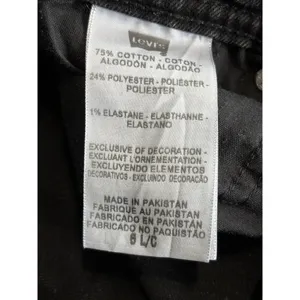 Levi's 505 Straight‎ Leg Mid Rise 9" Skinny Black Jean Size 6 Pockets Logo thumbnail 7