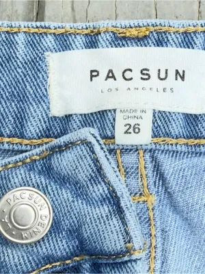 PacSun Light Blue Denim Frayed Mini Skirt thumbnail 4
