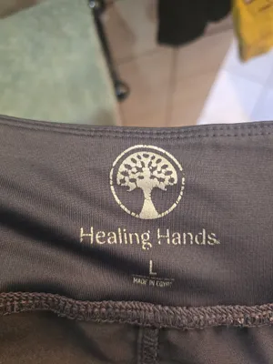 Healing Hands Blue/gray Medical Scrub Top with Subtle Logo Large thumbnail 3