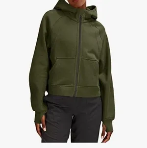 NEW Hoodie Fleece Lined Full Zipper Sweatshirt Crop Top Jacket S thumbnail 4