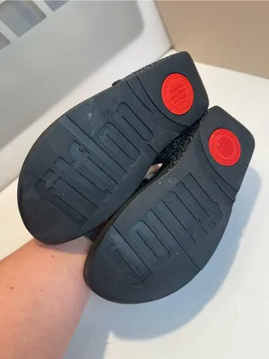 FitFlop Black Glitter MicroWobbleboard Thong Sandals Size US 5 EU 36 Comfort thumbnail 6
