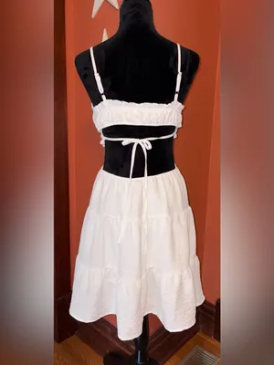 Wenrine white tiered cutout dress thumbnail 4
