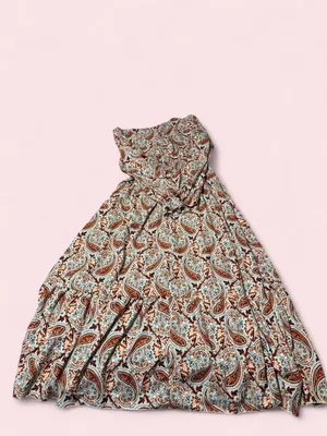 SHEIN Brown and Cream Paisley Tiered Maxi Dress thumbnail 2