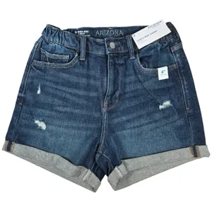 Arizona Jeans Co Size 2 High Rise Curvy Midi Denim Shorts‎ Distressed Cuffed thumbnail 1