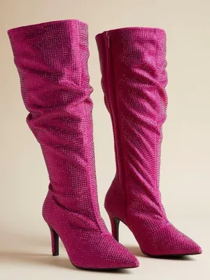 Torrid Pink Sparkle Slouch Knee Boot Size 7.5 thumbnail 1