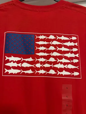 Red Columbia fish flag shirt thumbnail 3