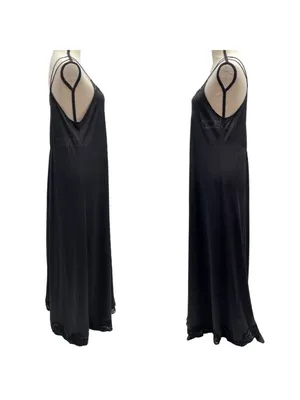 Vintage Shadowline Low V-Neckline Floral Lace Sexy Nightwear Maxi Slip Dress thumbnail 4