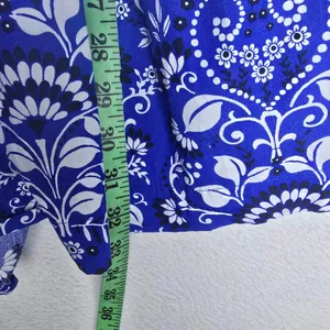 Sugarlips Lulu Floral Dixie‎ Split Neck Shift Dress Blue Floral Paisley Tiered M thumbnail 10
