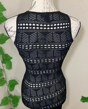 Windsor Black Lace Crochet Swim Coverup Dress New thumbnail 6