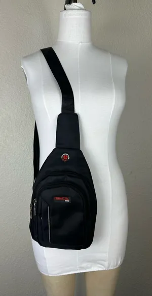 Cross Body Bag Unisex Black Nylon Backpack Adjustable Sports Primicia Pro thumbnail 1