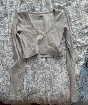 Garage Top Crop Long Sleeve Grey thumbnail 1