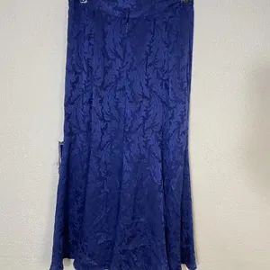 Vintage 100% Silk Blue Jacquard Skirt Size 10 Made In Korea thumbnail 3