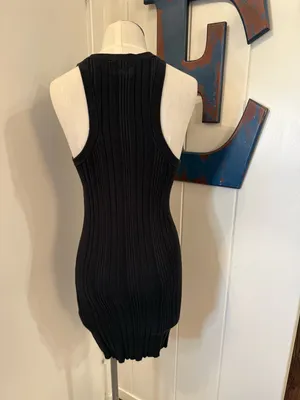 Kith Black Ribbed Sleeveless Bodycon Mini Dress Sz M thumbnail 3