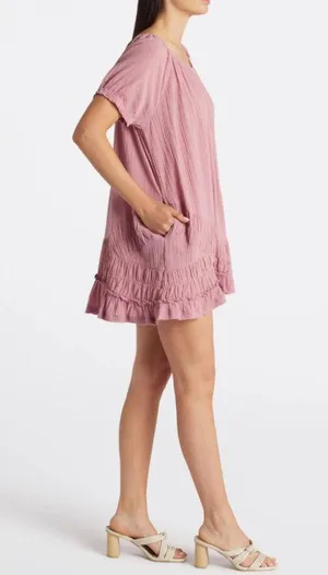 NWT FREE PEOPLE ENDLESS SUMMER SO SCENIC MINI DRESS Mauve Zephyr thumbnail 5