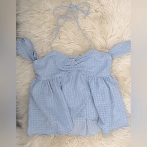 NWOT Urban Outfitters Blue Jesse Cold Shoulder Halter Top Size XS thumbnail 2