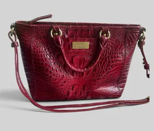Brahmin Red Croc-Embossed Leather Tote with Removable Strap thumbnail 1